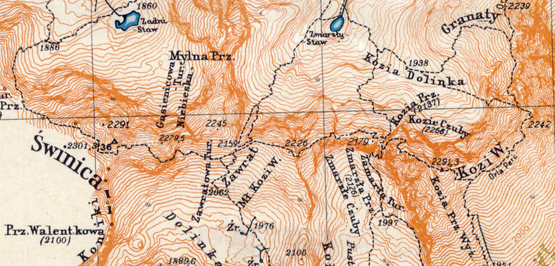 Fragment historycznej mapy z 1934 r. Mapster napodstawie Archiwum Map
