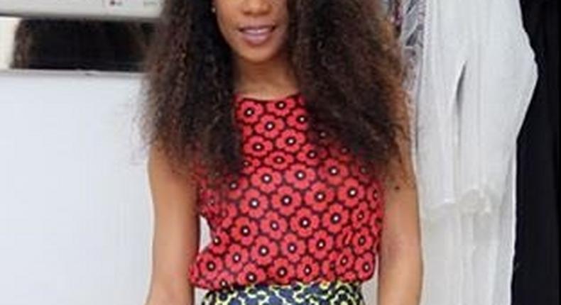 Yvonne Nwosu of Vonne Couture chose a clashing print look from her diffusion line 'Vonne'