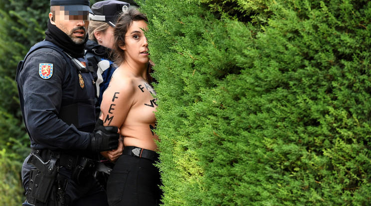 Madridban zavarták meg a Franco-párti tüntetést a Femen aktivistái / Fotó: MTI