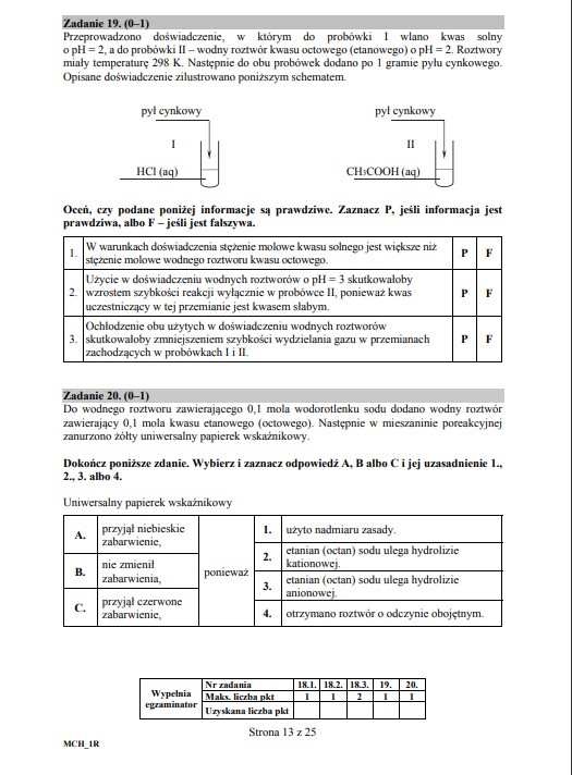 Matura z chemii - arkusz, poziom rozszerzony