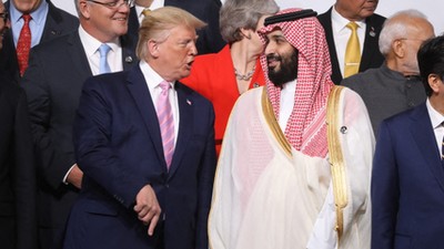 Prezydent USA Donalda Trumpa i saudyjski następca tronu Mohammed Bin Salman. 28 czerwca 2019 r.