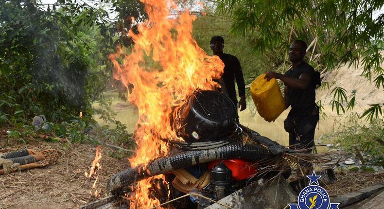 Police Operations Vanguard destroys 59 Changfang motors used for galamsey