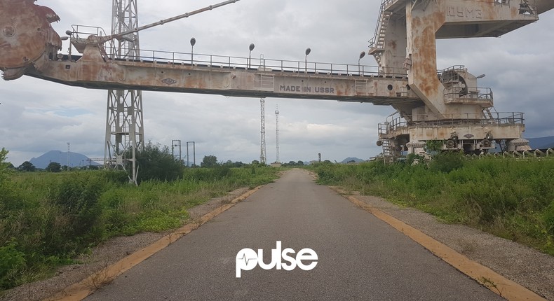 One of the large industrial scale equipment at Ajaokuta Steel Company with the inscription 'Made in USSR'. The Ajaokuta project started before the collapse of the Soviet Union on December 25, 1991. 