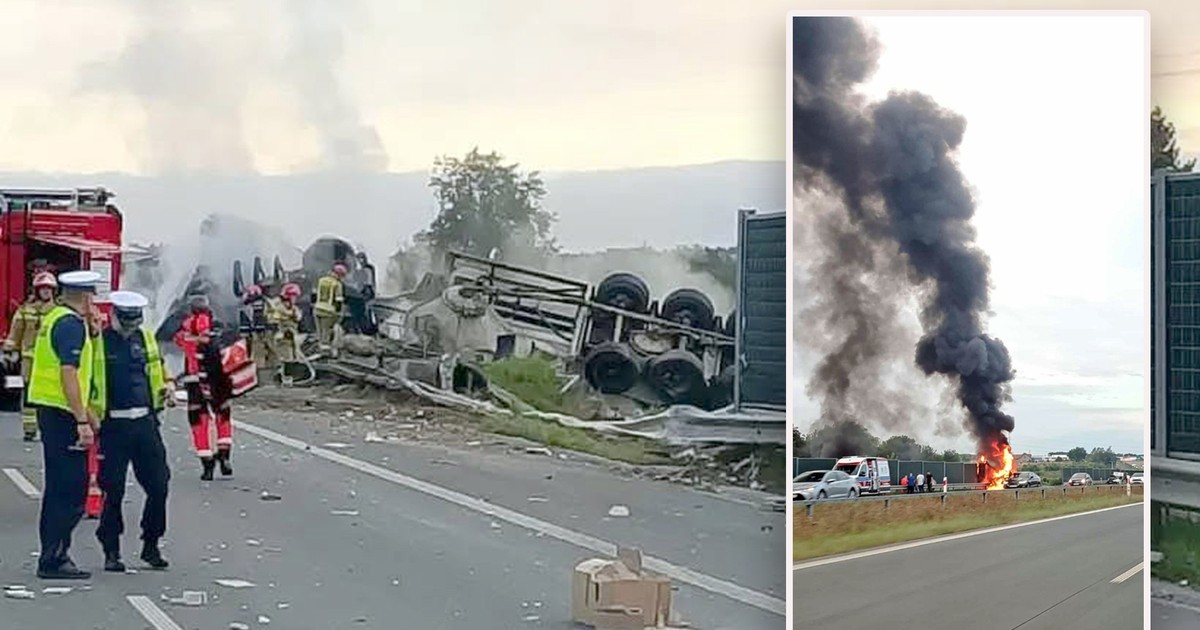 Groźny wypadek pod Bydgoszczą. Samochód spłonął, są ranni