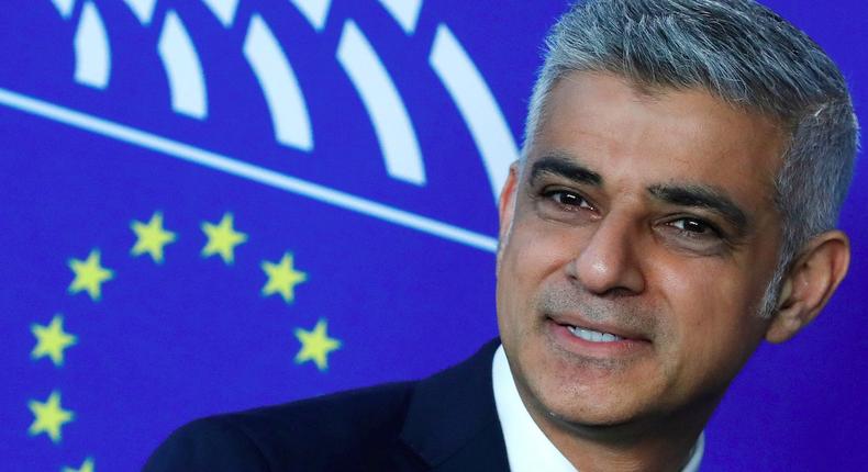 London Mayor Sadiq Khan arrives for a meeting with European Parliament (EP) President Antonio Tajani at the EP headquarters in Brussels, Belgium March 28, 2017.