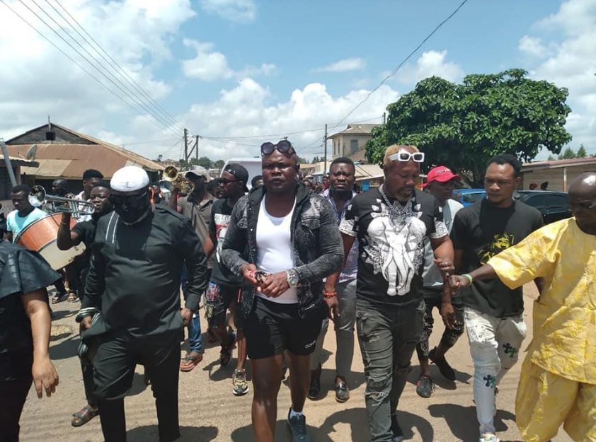 Bukom Banku and friends at his mother's funeral. Photo credit : Philip Otuo