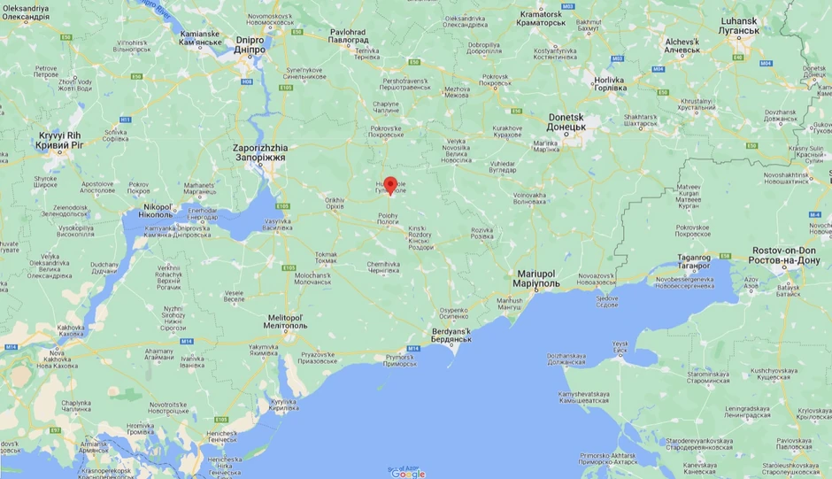 Guljajpolje i Zaporožje na mapi