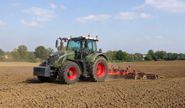 Traktor na njivi - ilustracija