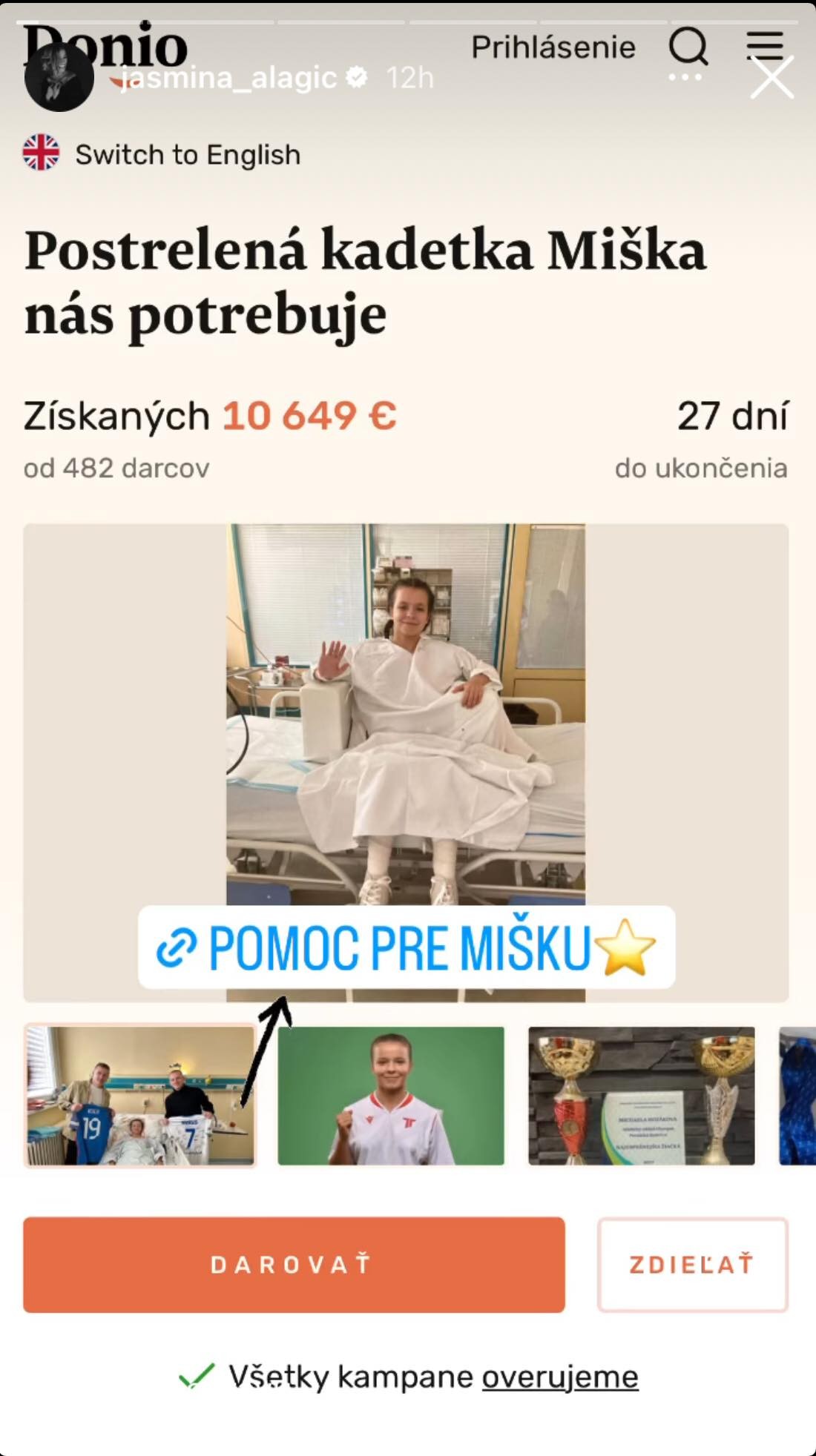Zbierku pre Mišku podporila aj manželka Rytmusa.