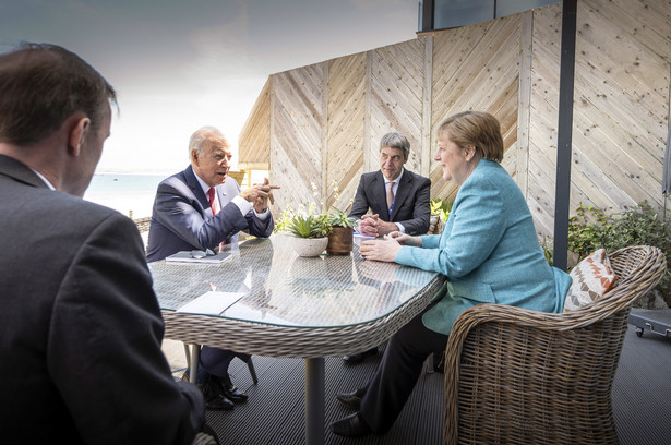 Angela Merkel i Joe Biden w St. Ives, Korwalia, Wielka Brytania. 12.06.2021