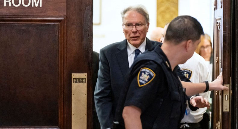 Former National Rifle Association leader Wayne LaPierre during jury deliberations for his first civil corruption trial in New York.Craig Ruttle/AP