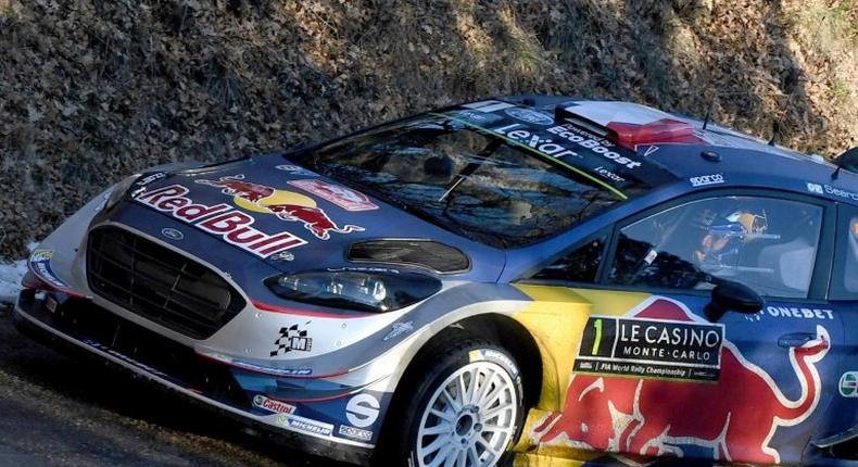 French's driver Sebastien Ogier and his co-pilot Julien Ingrassia steer their Ford Fiesta WRC on January 18, 2017 in Gap, southeastern France, during the shakedown of the 85rd Monte-Carlo Rally, the opening stage of the WRC world rally championship