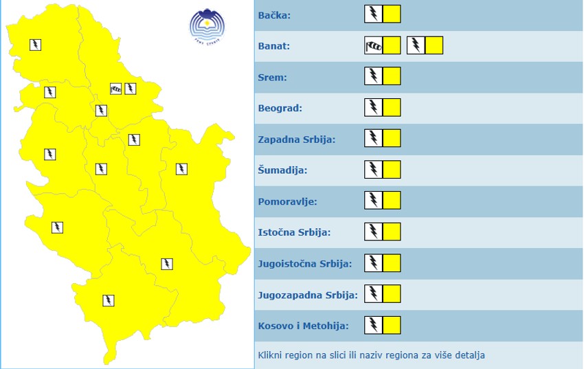 Meteoalarm za 18.4.