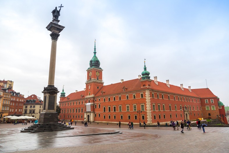 Plac Zamkowy z kolumną Zygmunta i Zamkiem Królewskim