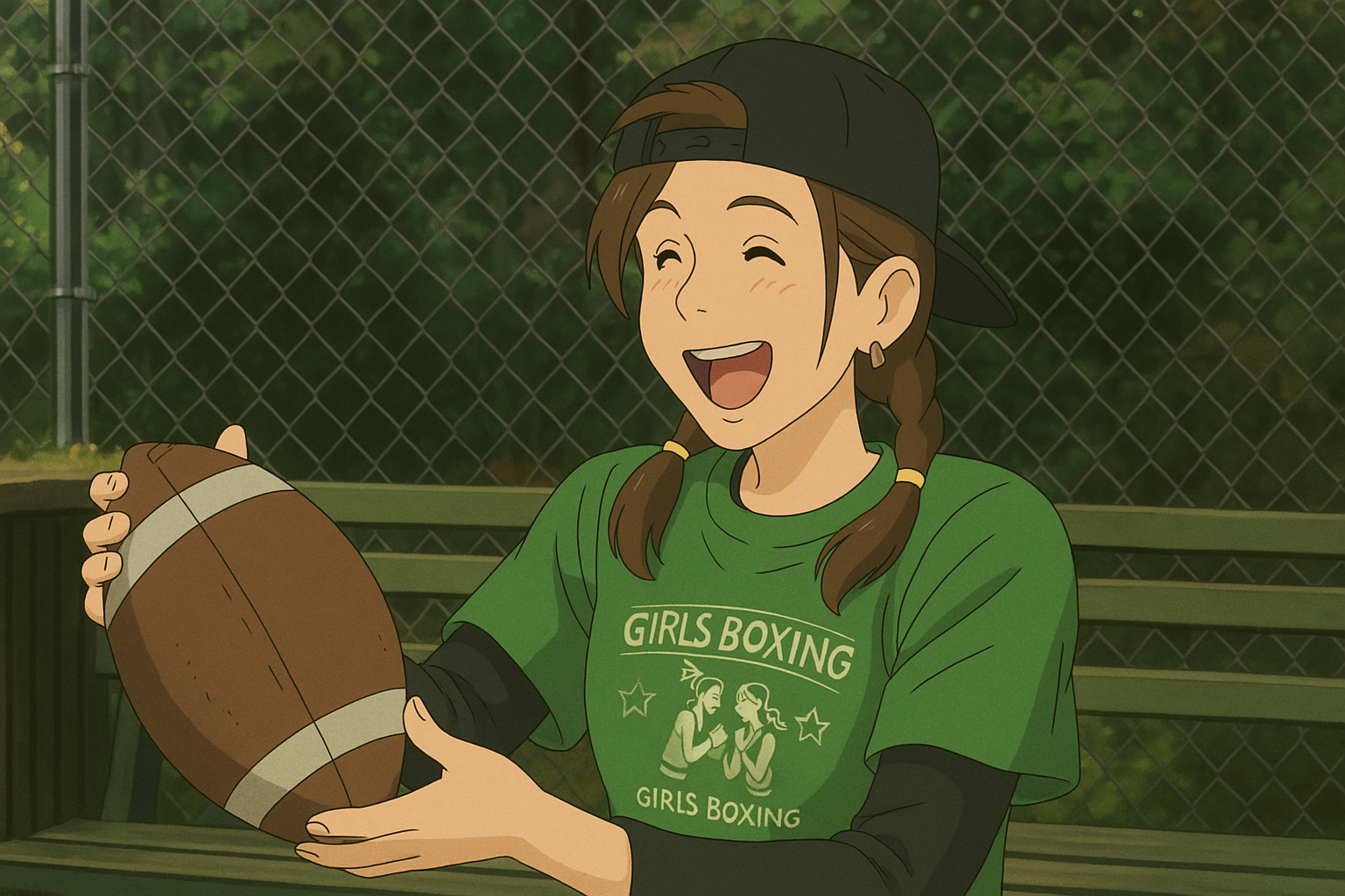 Rachel chytila loptu a získala touchdown.