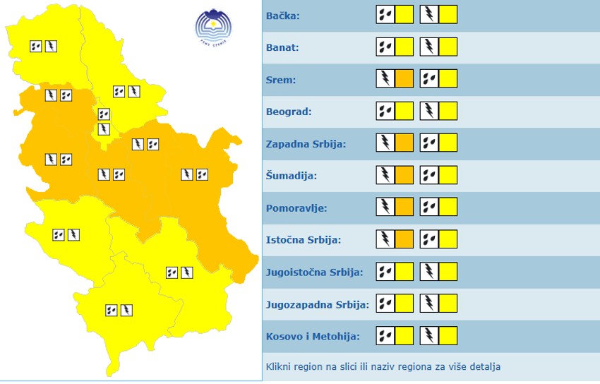Meteoalarm za sutra