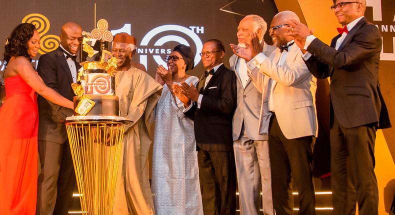L-R: Mrs. Tobi Olusoga; Mr. Oluseye Olusoga,  Managing Director/CEO Parthian Partners, Mr Adedotun Sulaiman, Chairman, Parthian Partners; Mrs Aramide Labinjo; Chief Dr Abraham Nwankwo; Engineer Adebayo Adeola, Non-Executive Director, Parthian Partners; Dr Olusola Labinjo and  Yemi Adeola, during the 10th year anniversary of Parthian Partners Limited, which held in Lagos at the weekend.