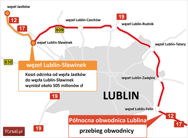 Północna obwodnica Lublina - mapa