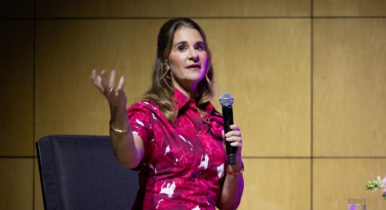 Melinda French Gates speaking at the Desmond Tutu International Peace Lecture, organized by the Desmond & Leah Tutu Legacy Foundation in November 2023