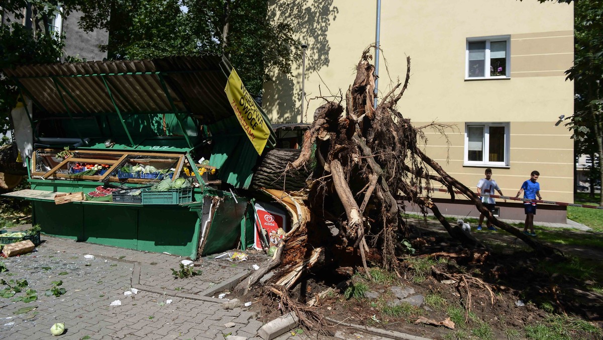 Skutki nawałnicy przy ul. Staszica na warszawskiej Woli