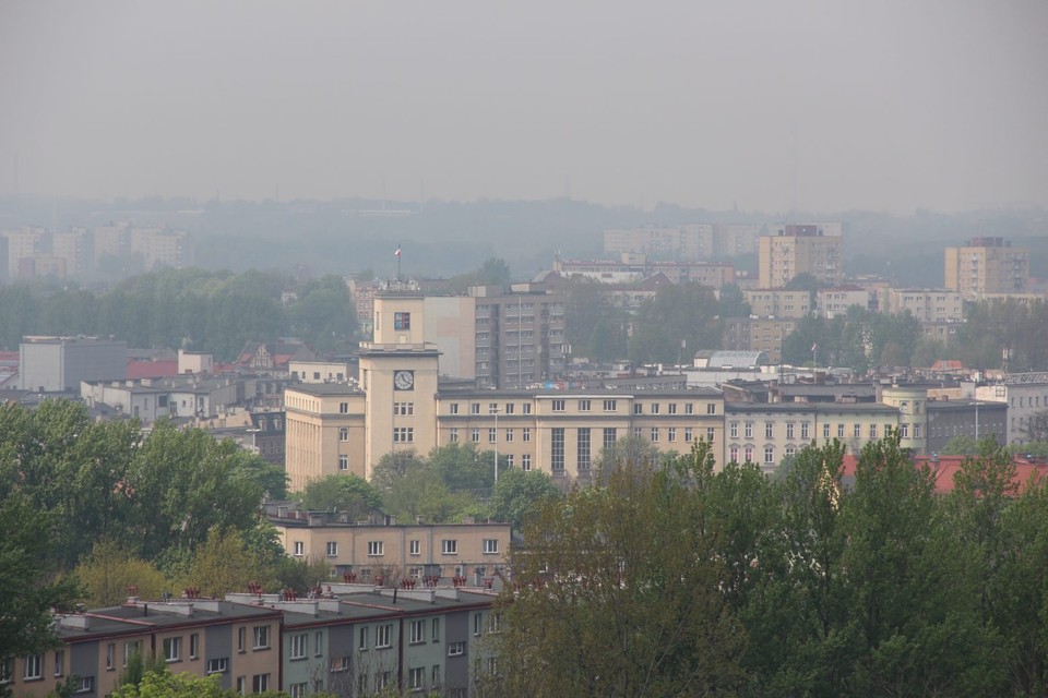 Widok ze szczytu szybu Prezydent w Chorzowie