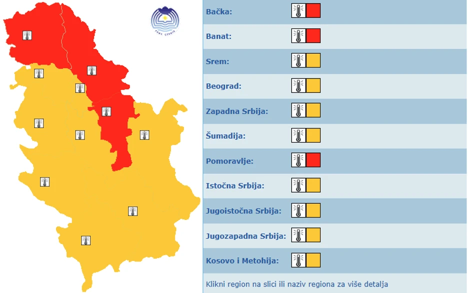 Meteoalarm u Srbiji 11. avgusta