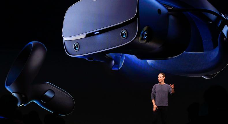 Facebook CEO Mark Zuckerberg introduced the new Oculus Quest at the Facebook F8 Conference at McEnery Convention Center in San Jose, California.AMY OSBORNE via Getty Images