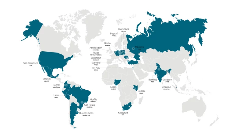 PayU działa w 18 krajach na 4 kontynentach