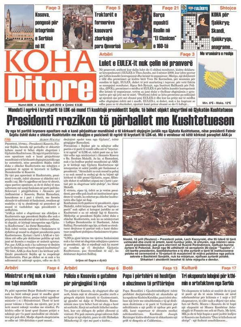 prasa światowa, gazety, świat, katastrofa