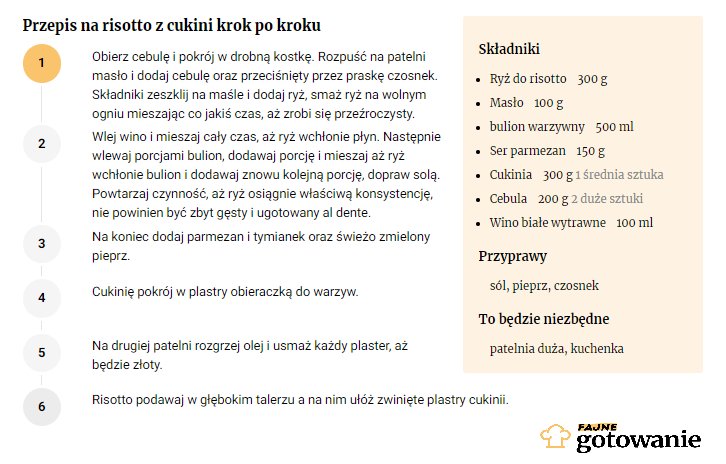 Przepis na risotto z cukinii