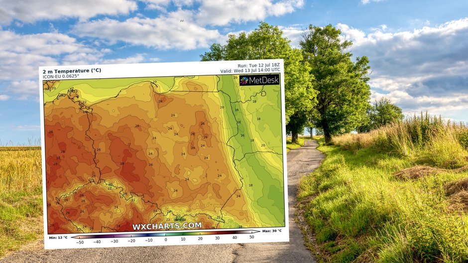 W środę spodziewamy się wyraźnej poprawy pogody (mapa: wxcharts.com)