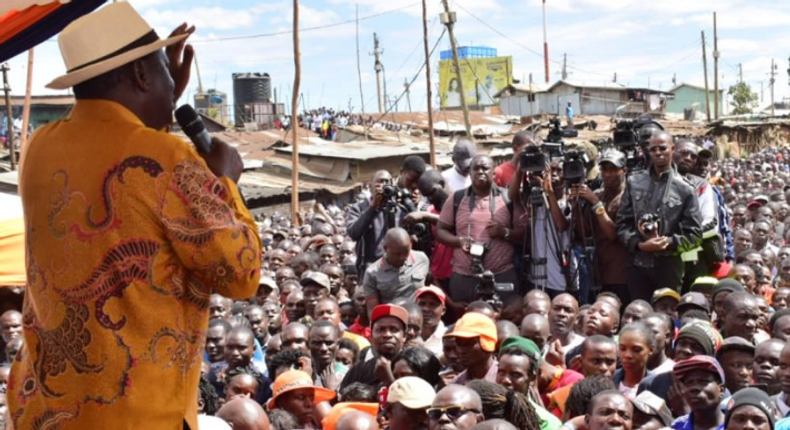 Raila Odinga addressing Kibra residents