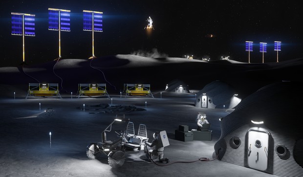 NASA je objavila vizuelne prikaze planirane baze na Mesecu, koja bi obuhvatala stambene module, sisteme za napajanje energijom i rover vozila za istraživanje površine | Foto: NASA