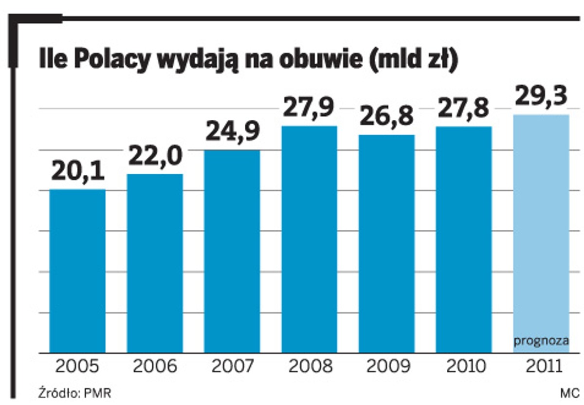 Ile Polacy wydają na obuwie (mld zł)