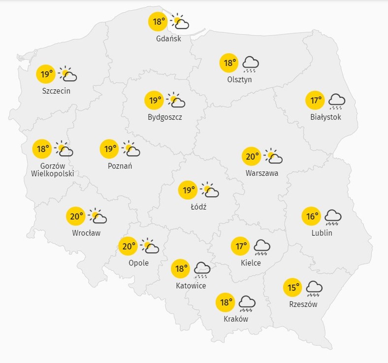 Prognoza temperatury w poniedziałek 7 lipca