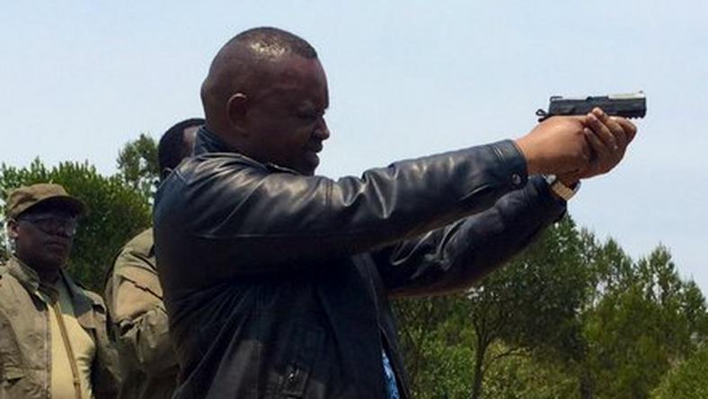 DCI boss George Kinoti during a shooting exercise on Thursday (Twitter)