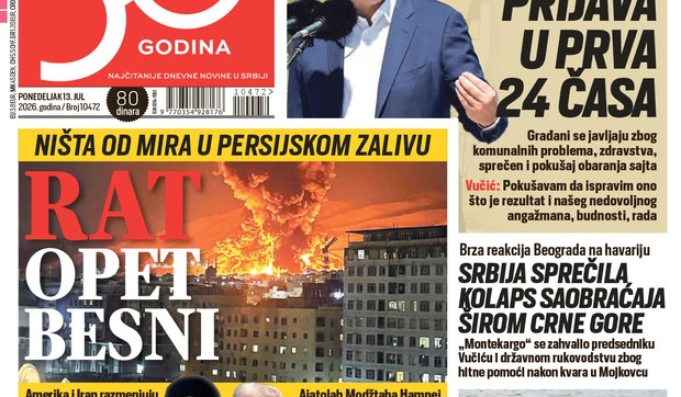 Blic naslovna strana za 13.7.