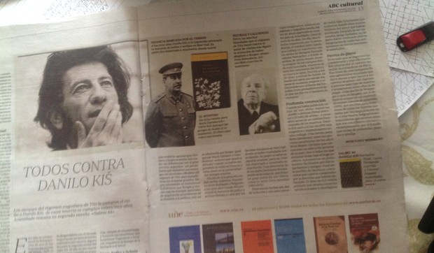 Tekst o Kišu u kulturnom dodatku dnevnog lista ABC: Svi protiv Danila Kiša