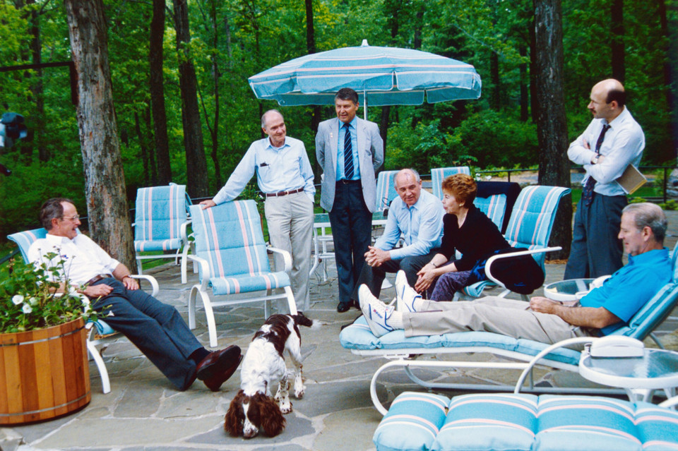 Michaił Gorbaczow i George Bush w Camp David, USA, 2 czerwca 1990 r.