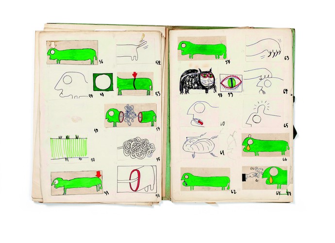 Scenariusz obrazkowy do filmu Jak działa jamniczek, 1971/ Storyboard for How a Sausage Dog Works, 1971 © własność Danuty, Malwiny i Sabiny Antoniszczak