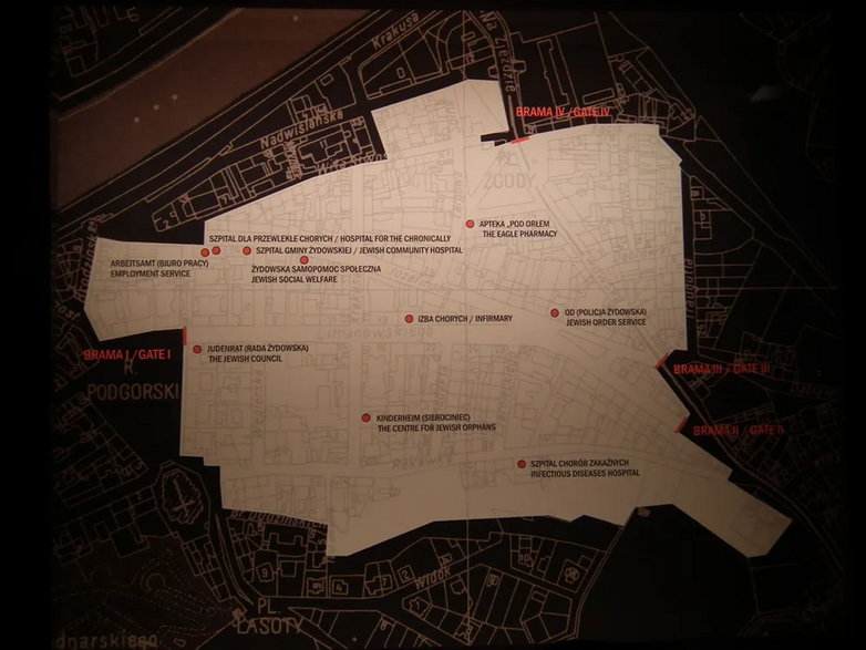Plan krakowskiego getta (eksponat w Muzeum Historycznego Miasta Krakowa)