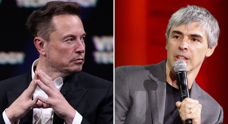 Musk and Page had a fight about the threats of AI at Musk's birthday party. JOEL SAGET/AFP and Kimberly White/Getty Images