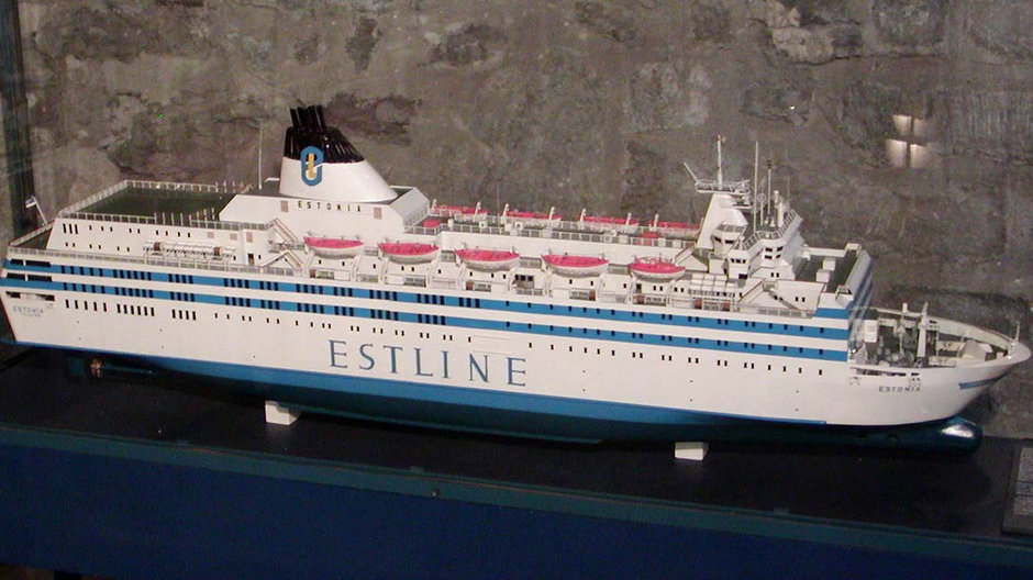 Model promu Estonia znajdujący się w muzeum morskim w Tallinnie