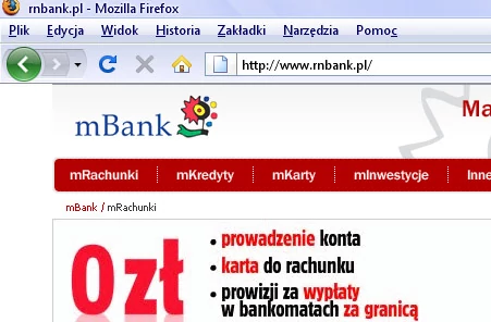 Strona wyświetlająca się po wpisaniu błędnego adresu www.rnbank.pl