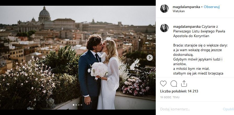 ślub Magdaleny Lamparskiej i Bartosza Osumka / fot. Patryk Bruliński