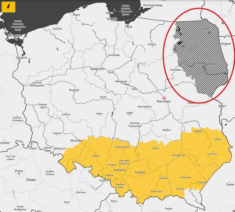 Dla południowej Polski wydano ostrzeżenia pierwszego stopnia przed burzami