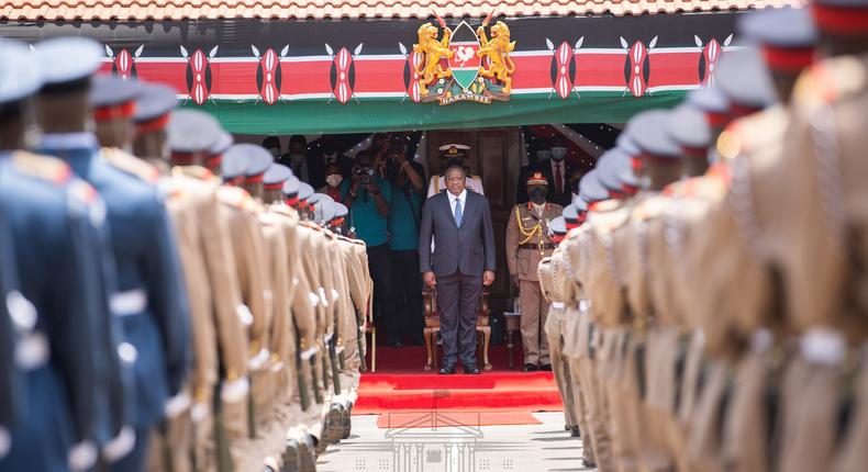 President Uhuru Kenyatta at the Kenya Military Academy in Lanet