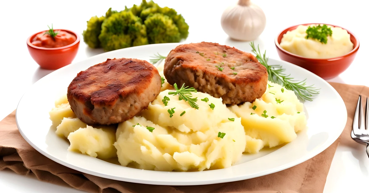 Dietetyczny mielony z pieczonymi ziemniakami i burakami