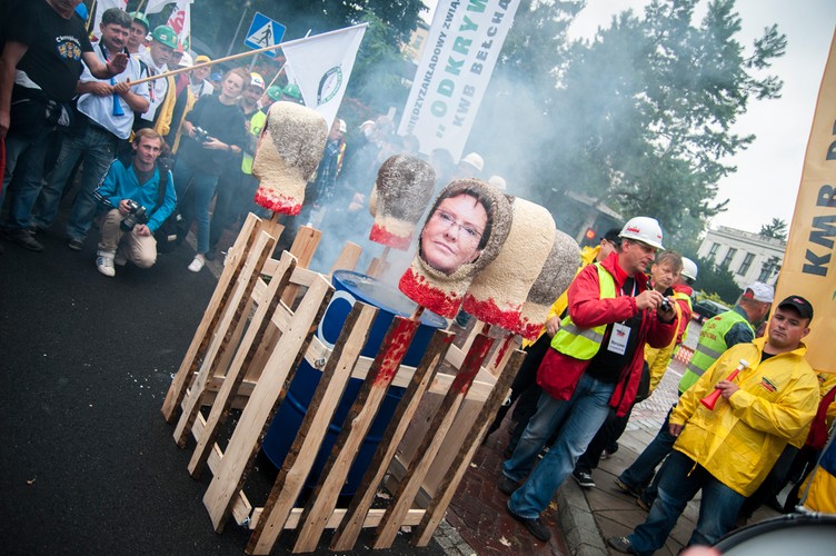 Protest związkowców z Solidarności w Warszawie. Fot. Maciek Suchorabski