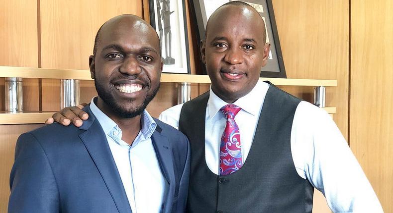 Linus Kaikai with Larry Madowo 